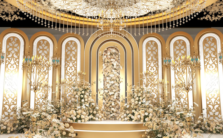 东阳香槟色调婚礼堂效果展示